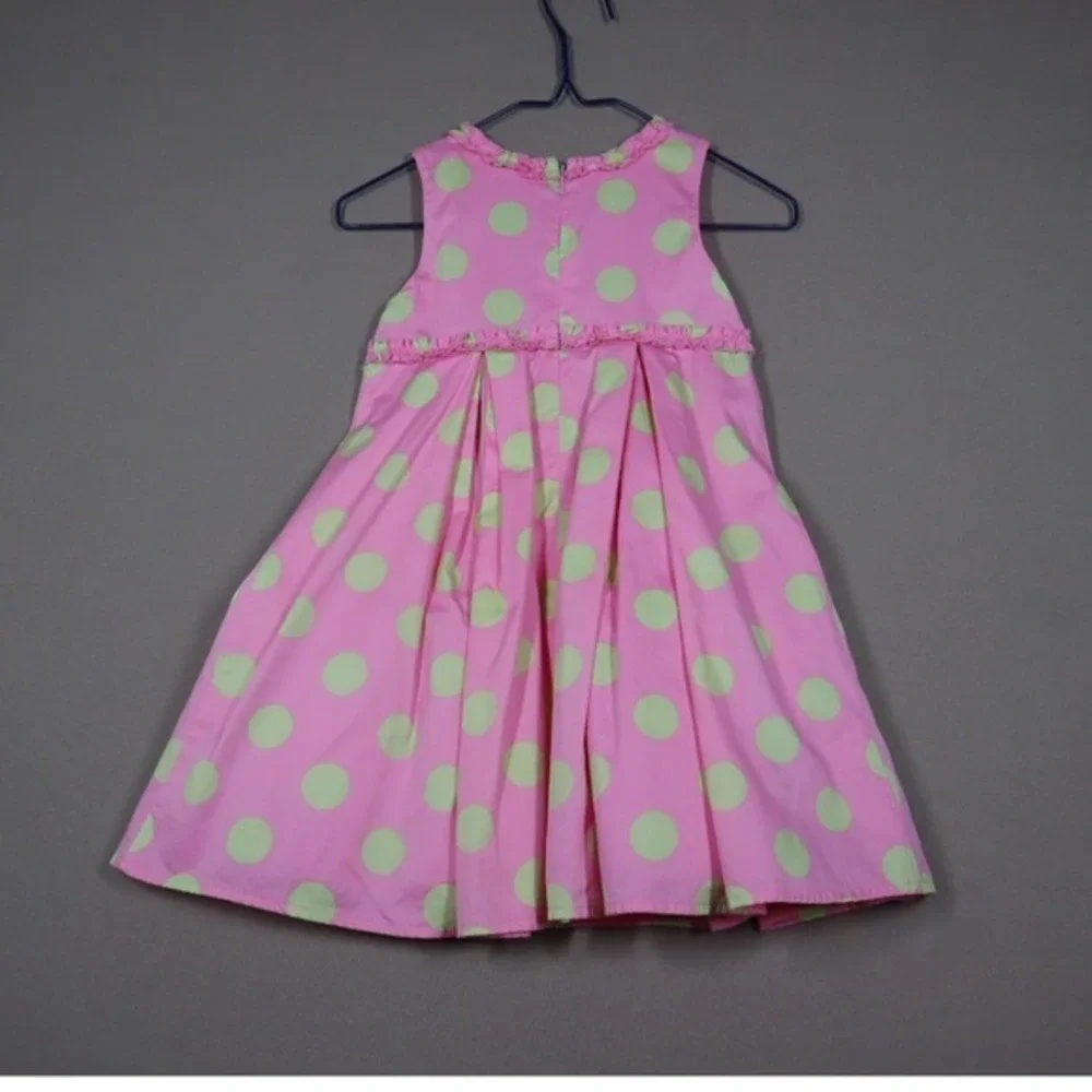 Polkatots Vintage Little Girls Pink Polka‎ Dot Dress - Size 2T